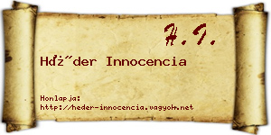 Héder Innocencia névjegykártya
